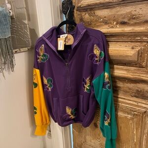 BiBi Purple Knit Sweater Mardi Gras